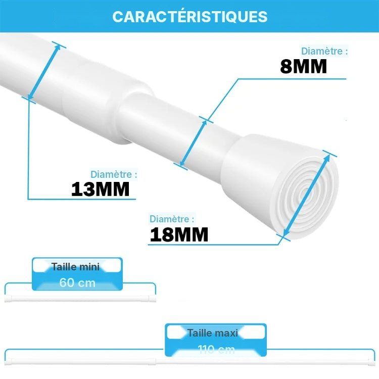 Tringle extensible à ressort sans perçage 40 à 150 cm, vue 19