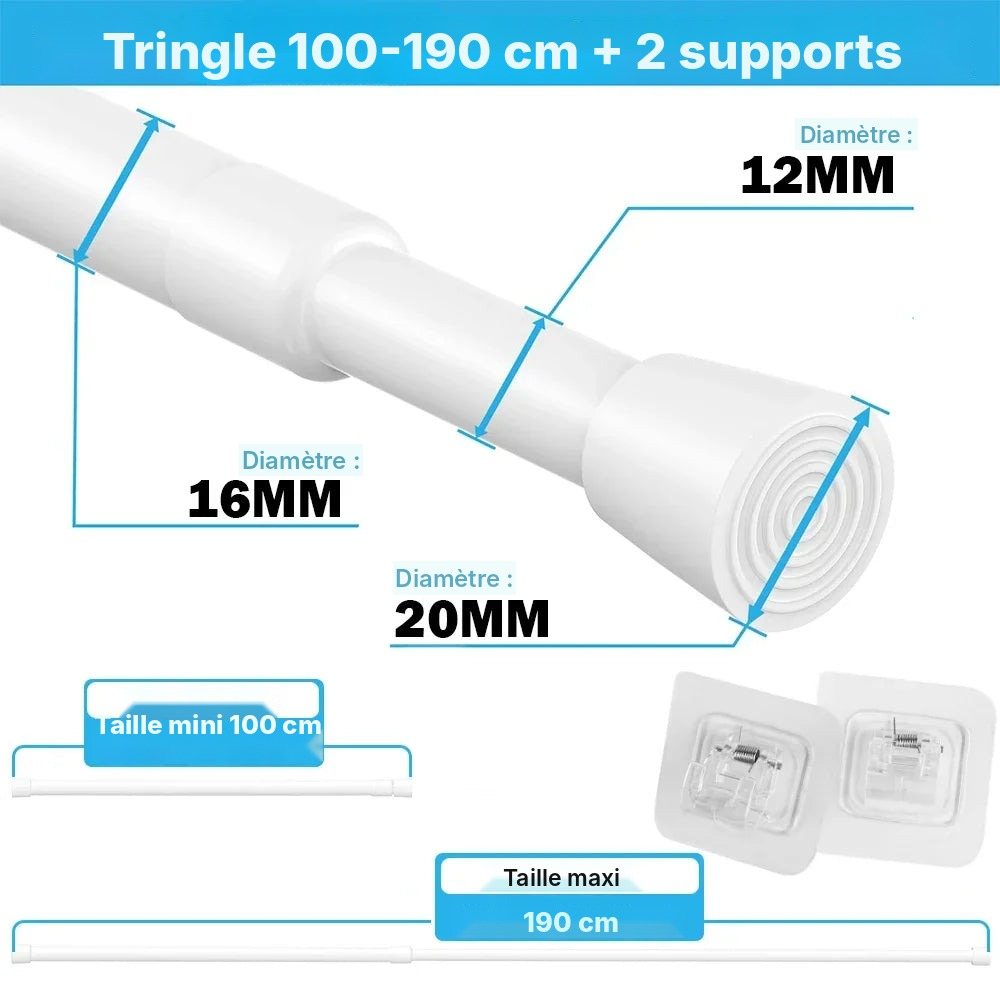 Tringle à ressort sans perçage 40 à 280 cm, vue 17