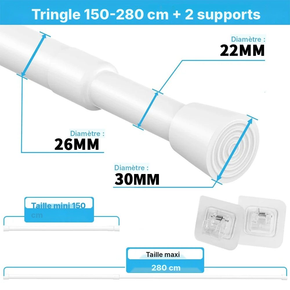 Tringle à ressort sans perçage 40 à 280 cm, vue 18