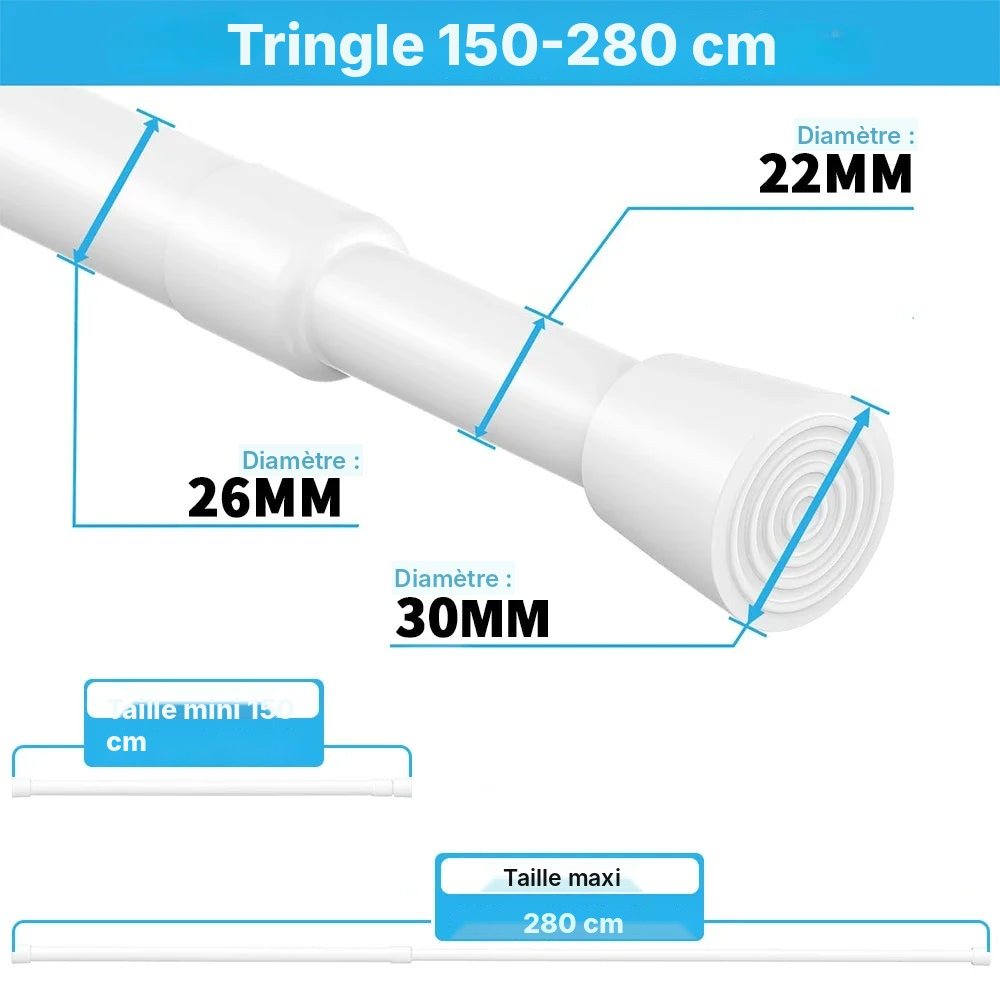 Tringle à ressort sans perçage 40 à 280 cm, vue 24
