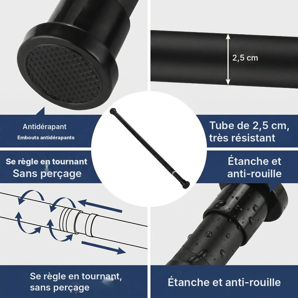 Tringle extensible acier renforcée 80 à 240 cm, vue 6
