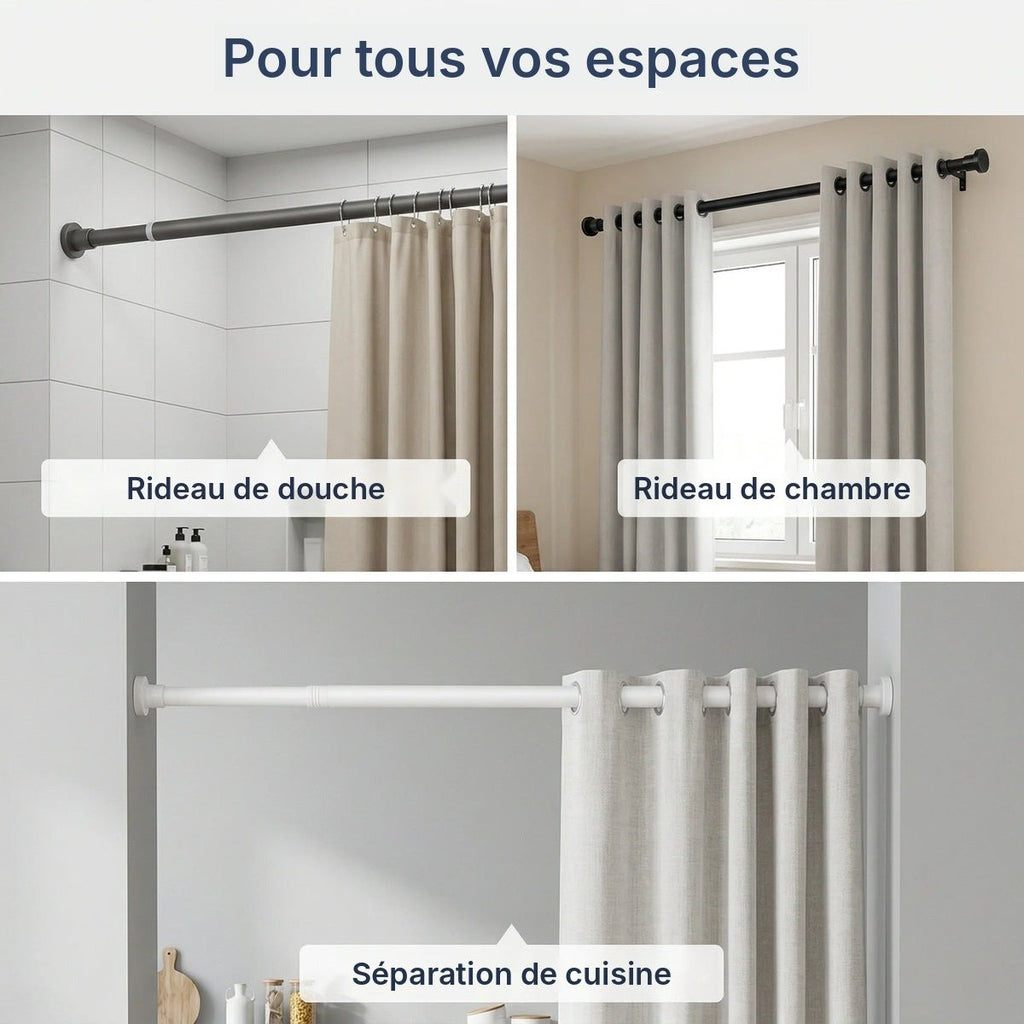 Tringle extensible acier renforcée 80 à 240 cm, vue 3