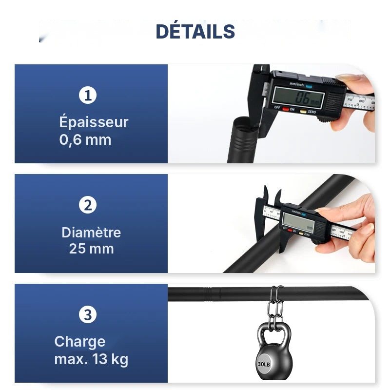Tringle extensible acier renforcée 80 à 240 cm, vue 8