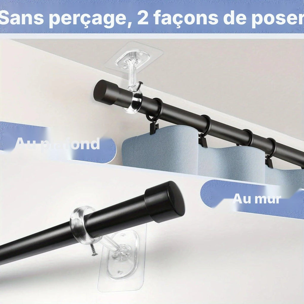 Supports de tringle plafond ou mur sans perçage, vue 2