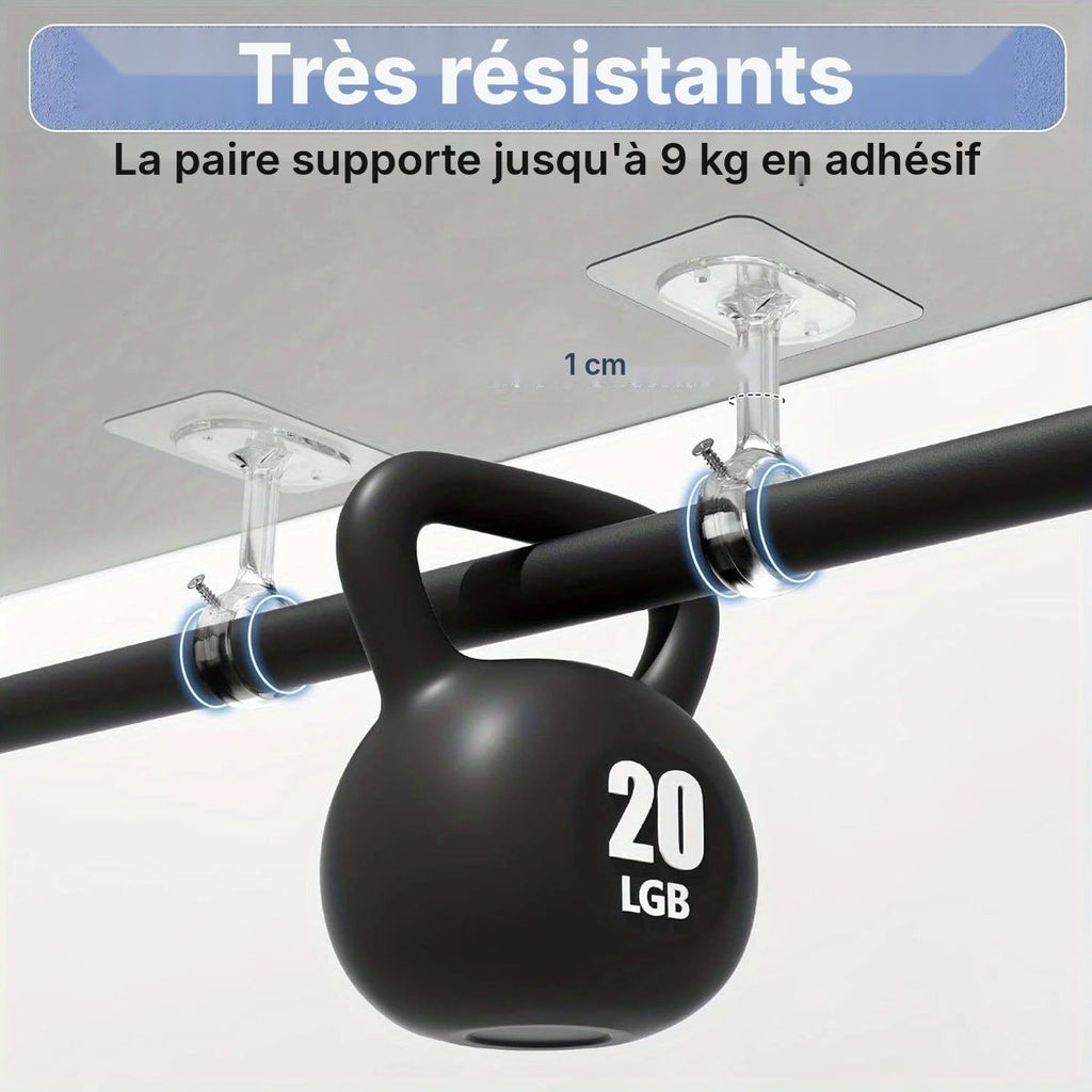 Supports de tringle plafond ou mur sans perçage, vue 4