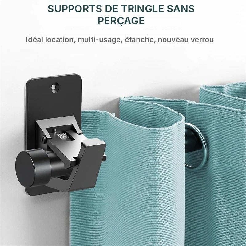 Supports de tringle sans percer à verrou renforcé