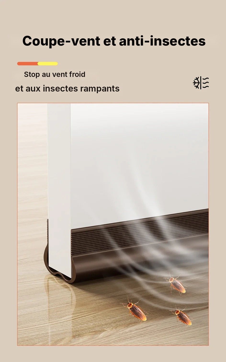 Bas de porte isolant adhésif anti-courant d'air, vue 12