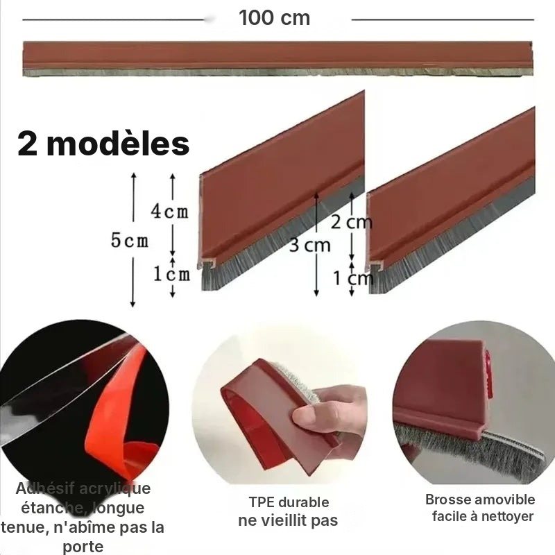 Bas de porte brosse adhésif coupe-vent, vue 4