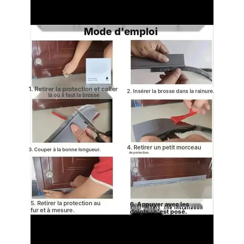 Bas de porte brosse adhésif coupe-vent, vue 6