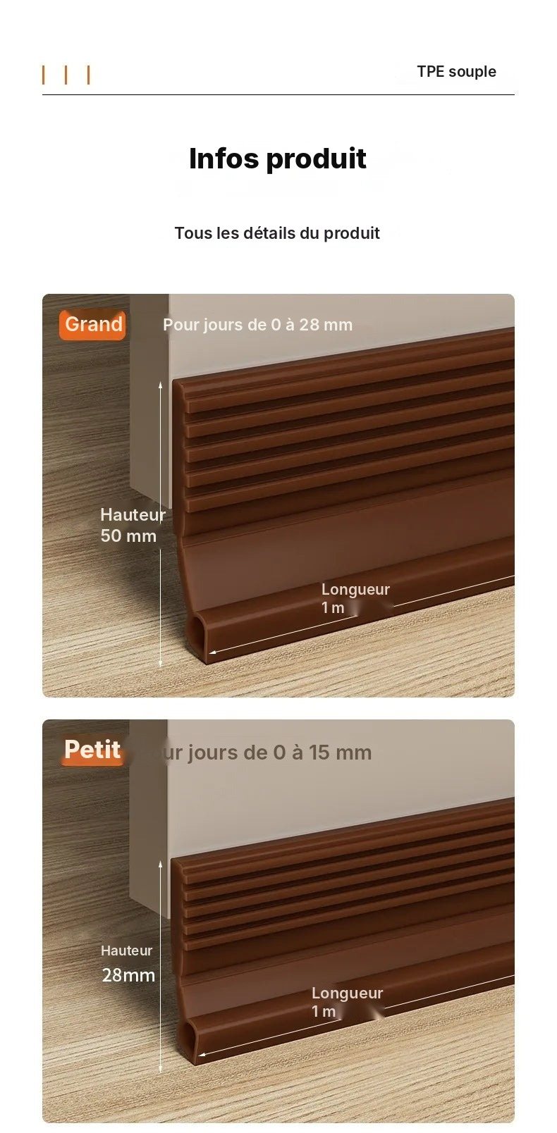 Bas de porte silicone isolant 28 ou 50 mm, vue 13
