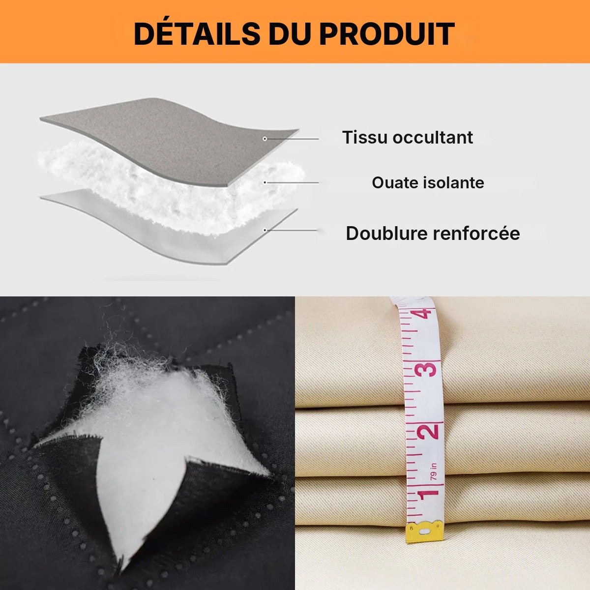Rideau thermique doublé coton, vue 7