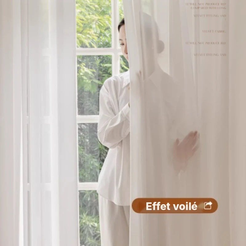 Voilage blanc uni effet lin, vue 3