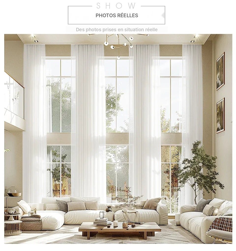 Voilage blanc transparent grandes dimensions, vue 5