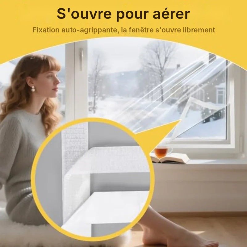 Film isolant fenêtre transparent à fixation auto-agrippante, vue 4