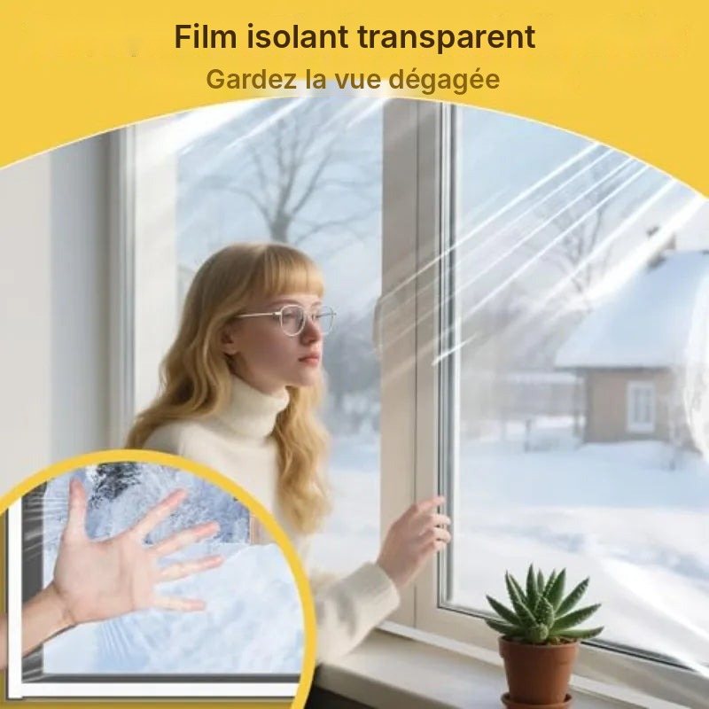 Film isolant fenêtre transparent à fixation auto-agrippante