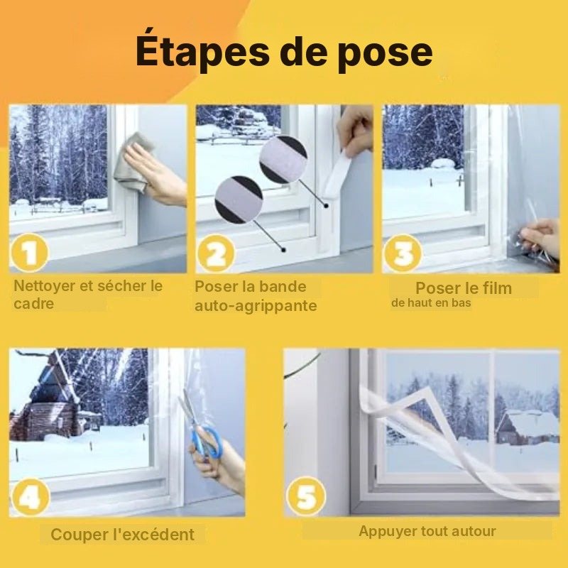 Film isolant fenêtre transparent à fixation auto-agrippante, vue 15