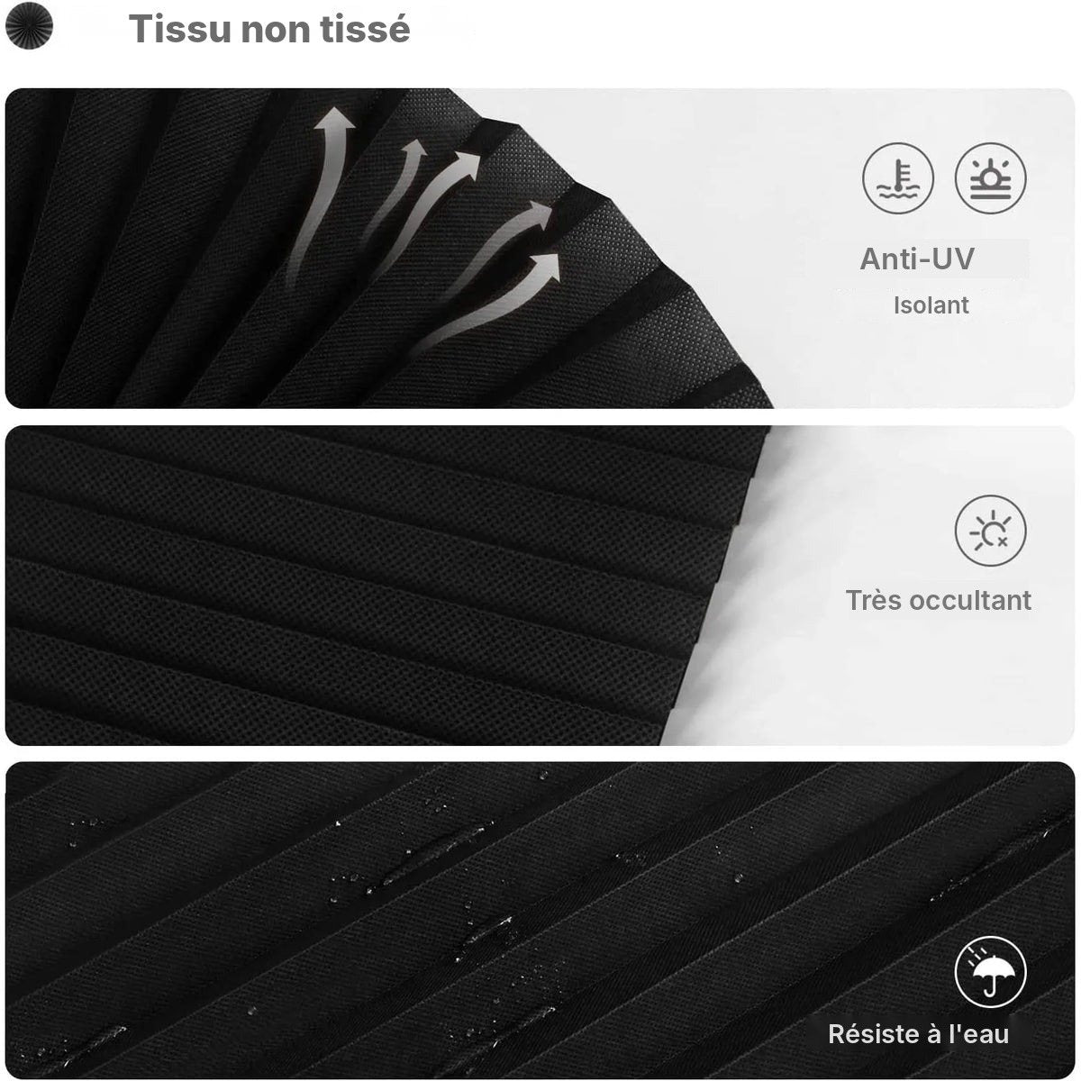 Store plissé sans perçage en tissu, vue 6