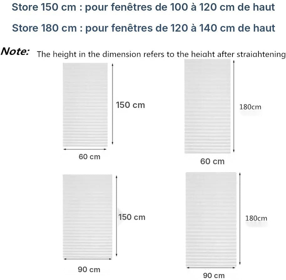 Store plissé sans perçage en tissu, vue 9