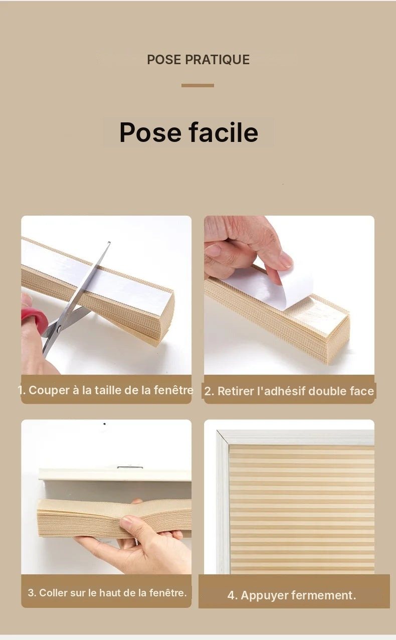 Store plissé sans perçage en tissu, vue 11