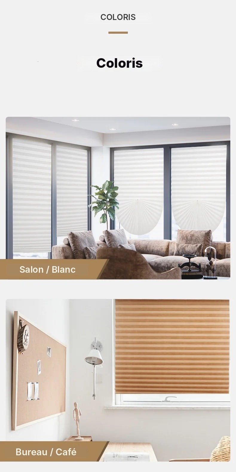 Store plissé sans perçage en tissu, vue 12