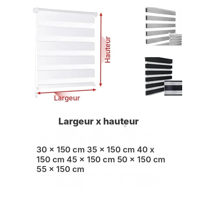 Store enrouleur jour nuit double tissu sans perçage, vue 11
