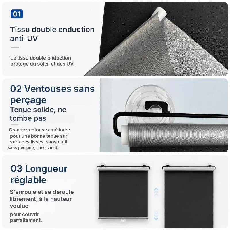 Lot de 2 stores occultants à ventouses, vue 7
