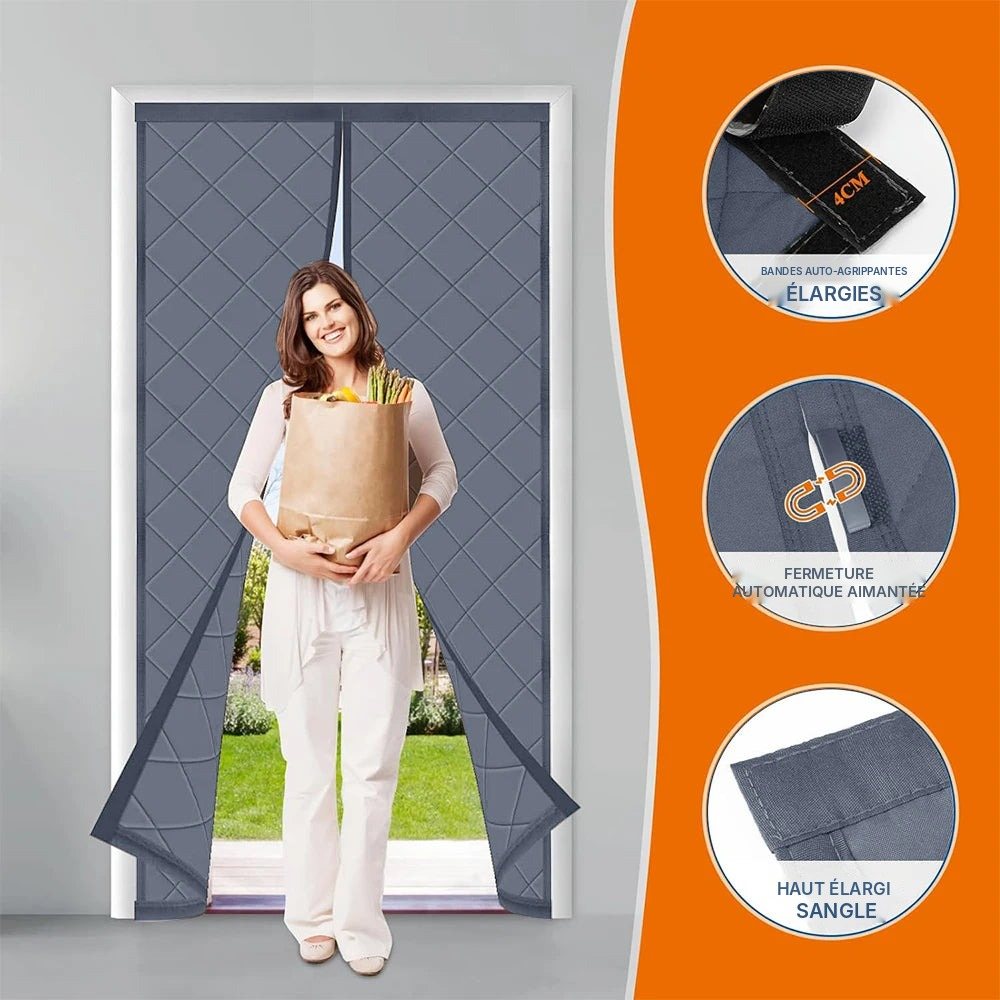Rideau thermique porte d'entrée matelassé magnétique, vue 3