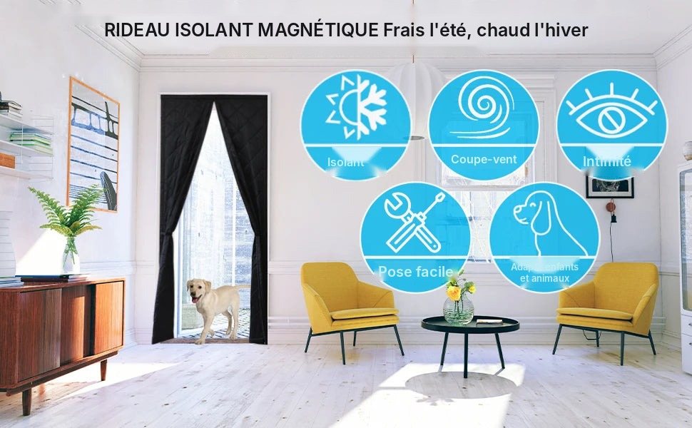 Rideau thermique porte d'entrée matelassé magnétique, vue 9