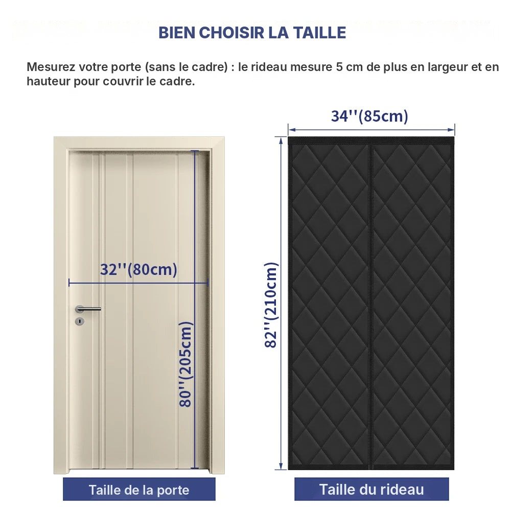 Rideau thermique porte d'entrée matelassé magnétique, vue 10