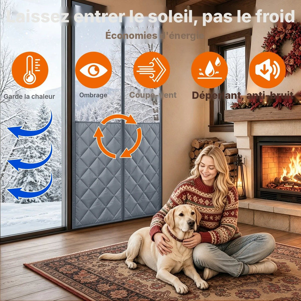 Rideau thermique porte d'entrée matelassé magnétique, vue 4