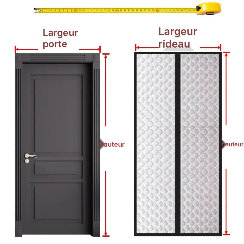 Rideau de porte isolant coton aimanté, vue 7