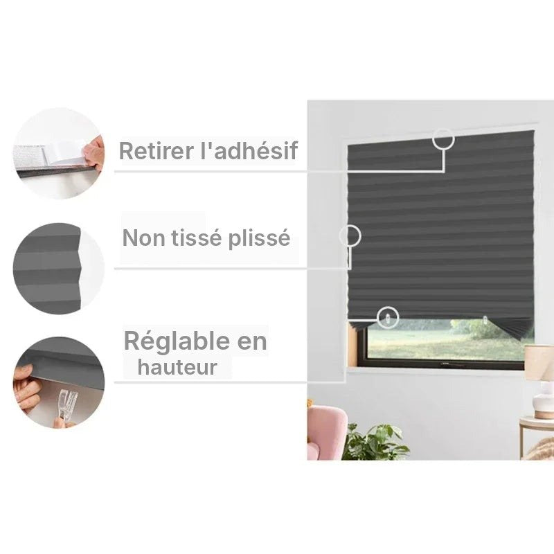 Store plissé adhésif tamisant ou occultant, vue 5